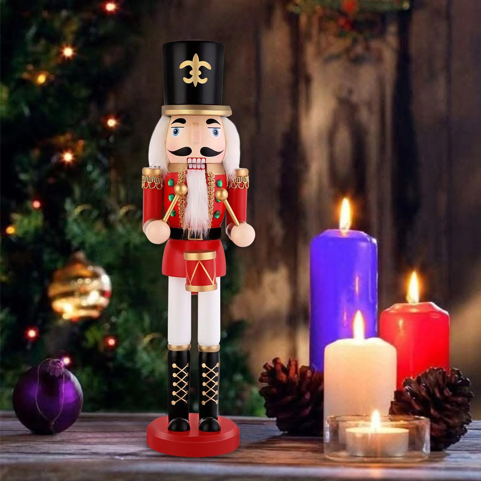 LAMPHOME 15Inch Wooden Soldier Nutcracker Christmas Decor - Festive Christmas Nutcracker Gift, Winter Indoor Decoration for Table, Desktop & Fireplace - Image 6