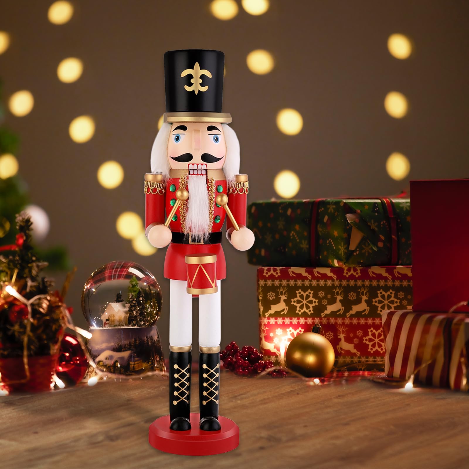 LAMPHOME 15Inch Wooden Soldier Nutcracker Christmas Decor - Festive Christmas Nutcracker Gift, Winter Indoor Decoration for Table, Desktop & Fireplace - Image 7