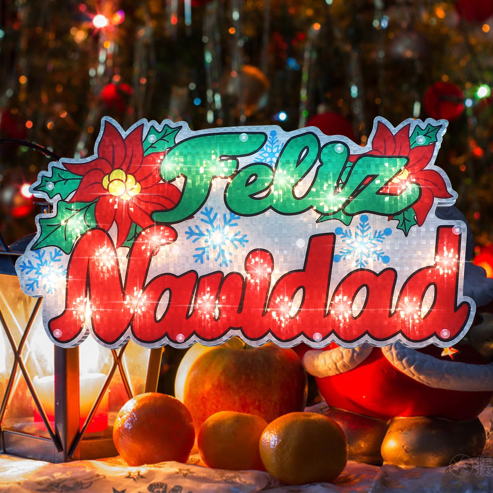 LAMPHOME 17'' Merry Christmas Sign Lights, Lighted Christmas Window Silhouette Light up Holiday Displays - Image 5