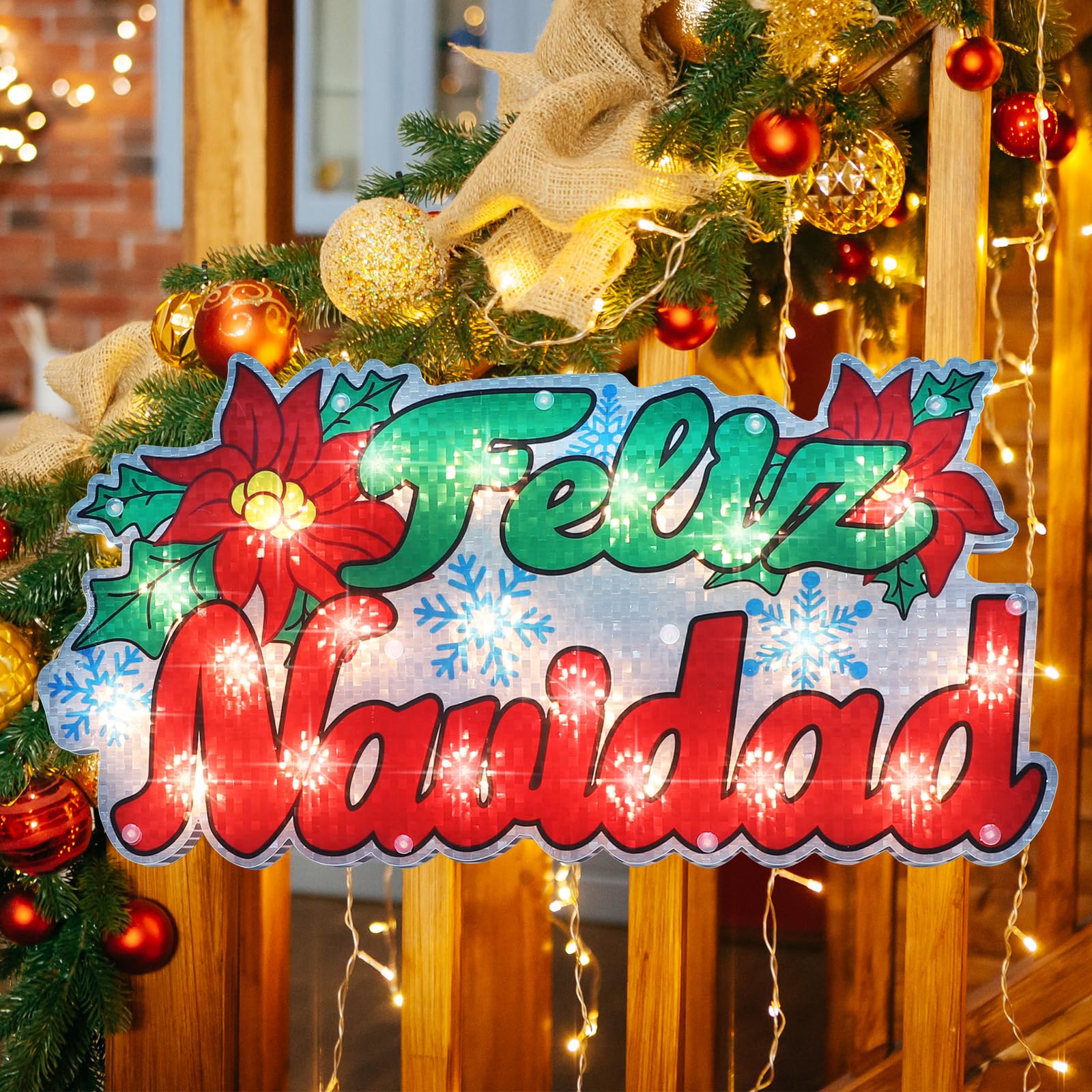 LAMPHOME 17'' Merry Christmas Sign Lights, Lighted Christmas Window Silhouette Light up Holiday Displays - Image 6