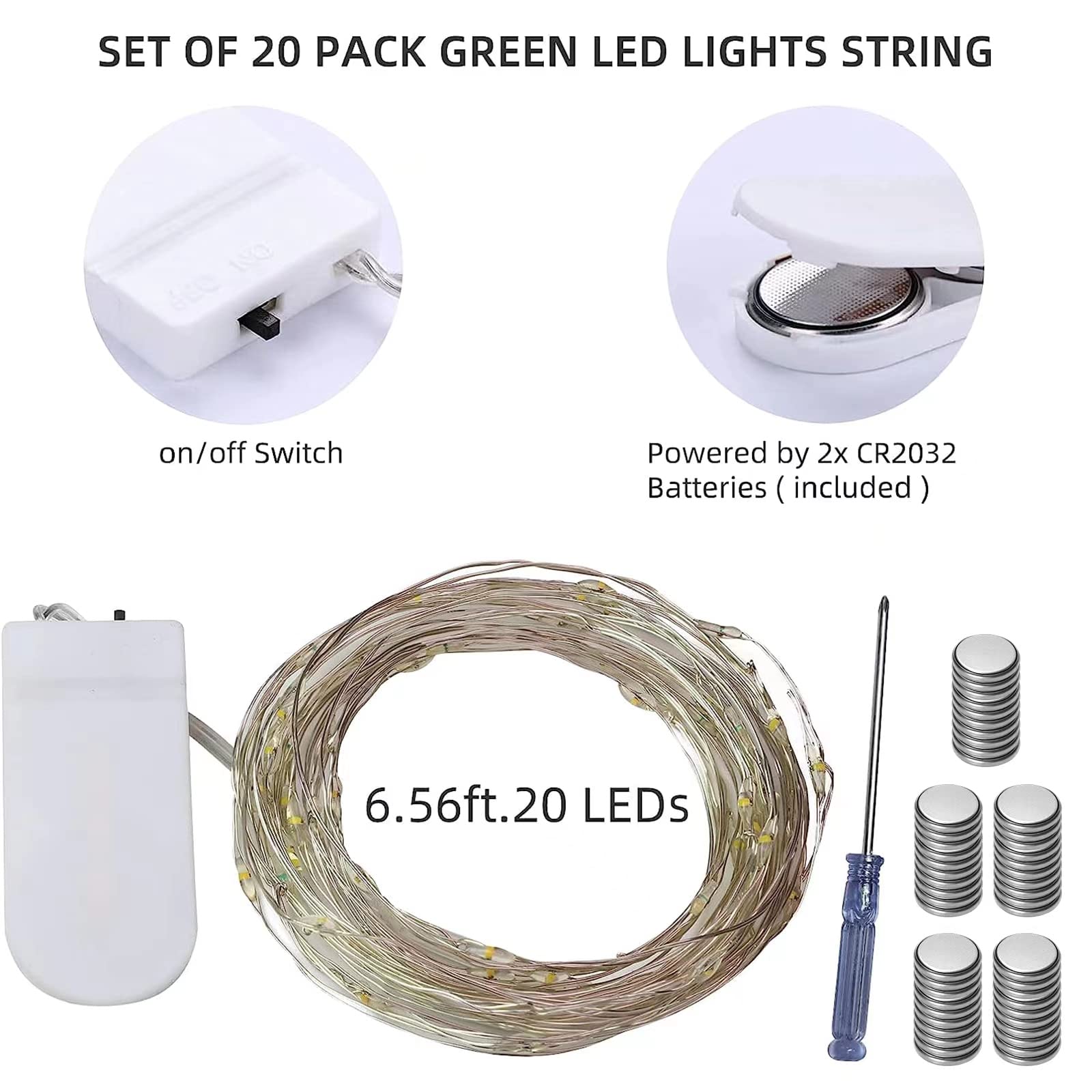 LAMPHOME 20 Pack Fairy Lights Battery Operated - 7ft 20 LED Lights Copper Wire Mini String Light Firefly Light for Mason Jars DIY Crafts Christmas Wedding Party Centerpiece Table Decor,Blue - Image 3