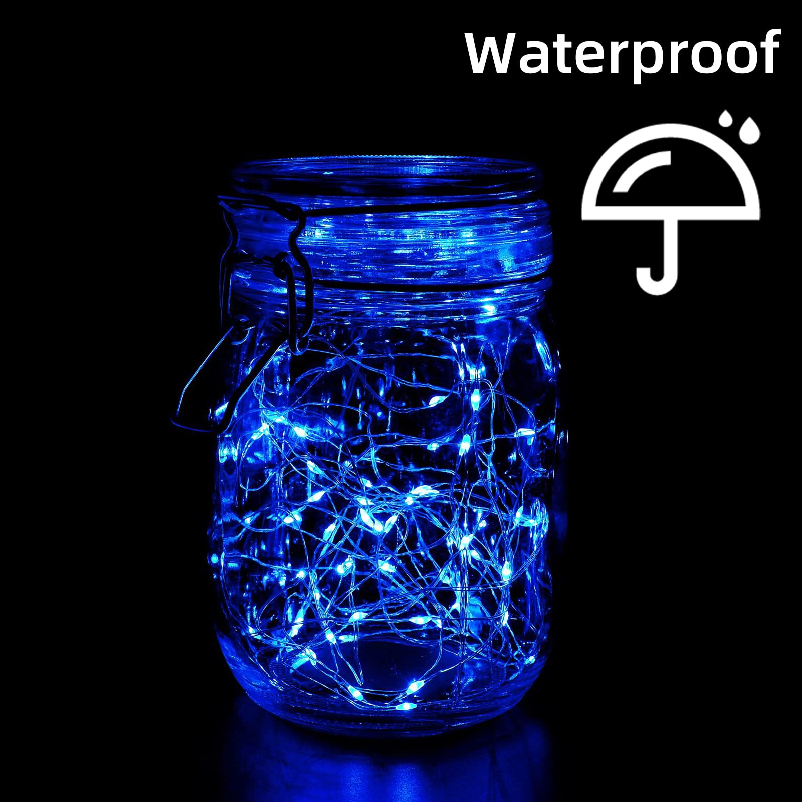 LAMPHOME 20 Pack Fairy Lights Battery Operated - 7ft 20 LED Lights Copper Wire Mini String Light Firefly Light for Mason Jars DIY Crafts Christmas Wedding Party Centerpiece Table Decor,Blue - Image 7