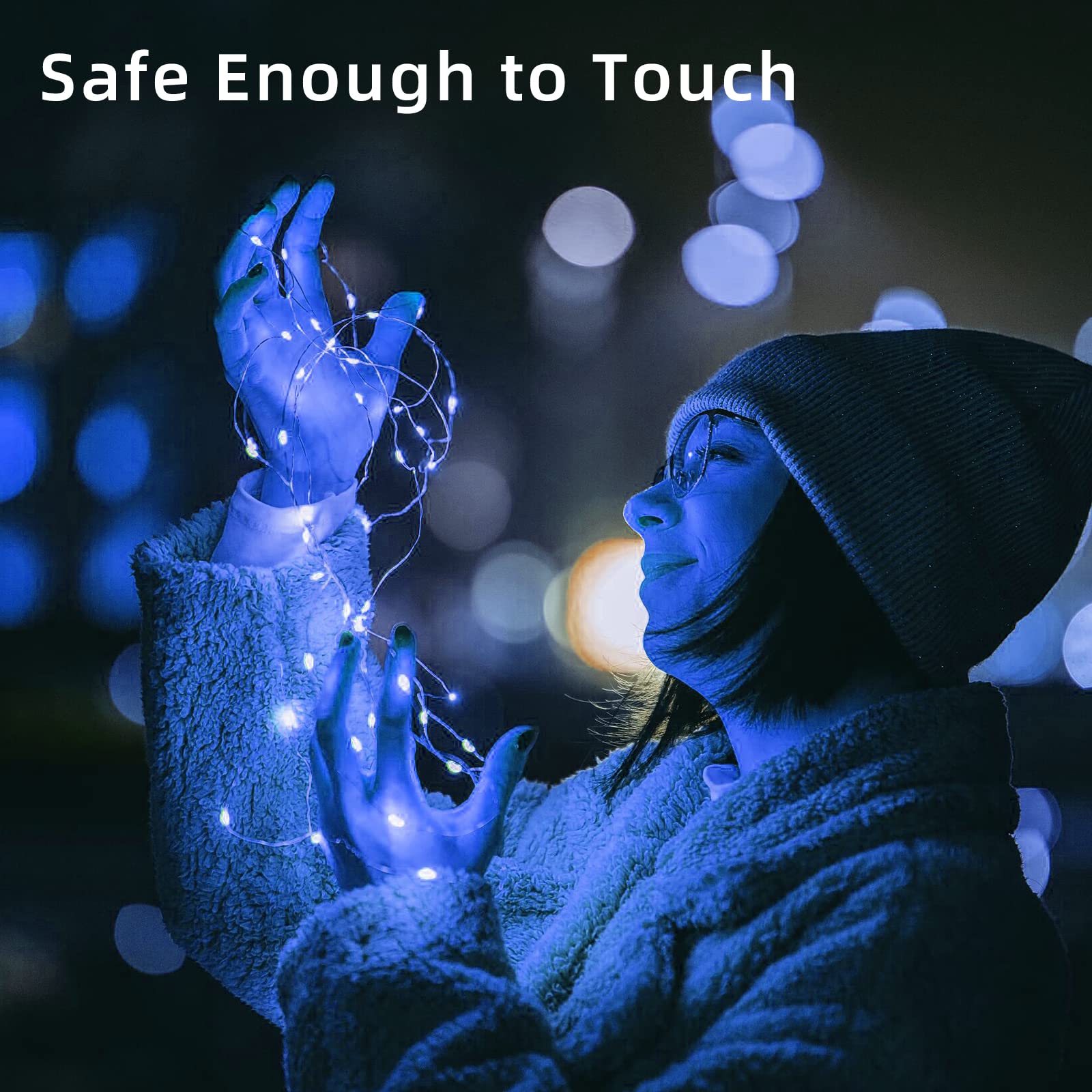 LAMPHOME 20 Pack Fairy Lights Battery Operated - 7ft 20 LED Lights Copper Wire Mini String Light Firefly Light for Mason Jars DIY Crafts Christmas Wedding Party Centerpiece Table Decor,Blue - Image 8