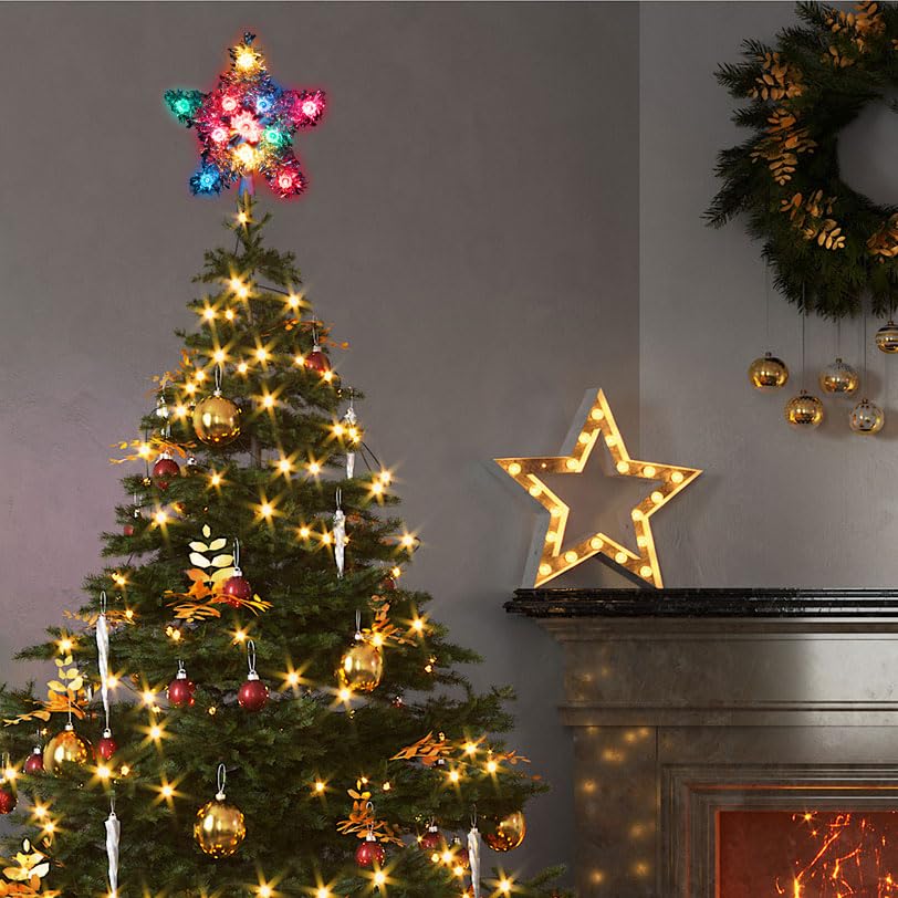 LAMPHOME 9" 11LITE UL Star Tree TOP, Lighted Christmas Tree Topper - Image 3