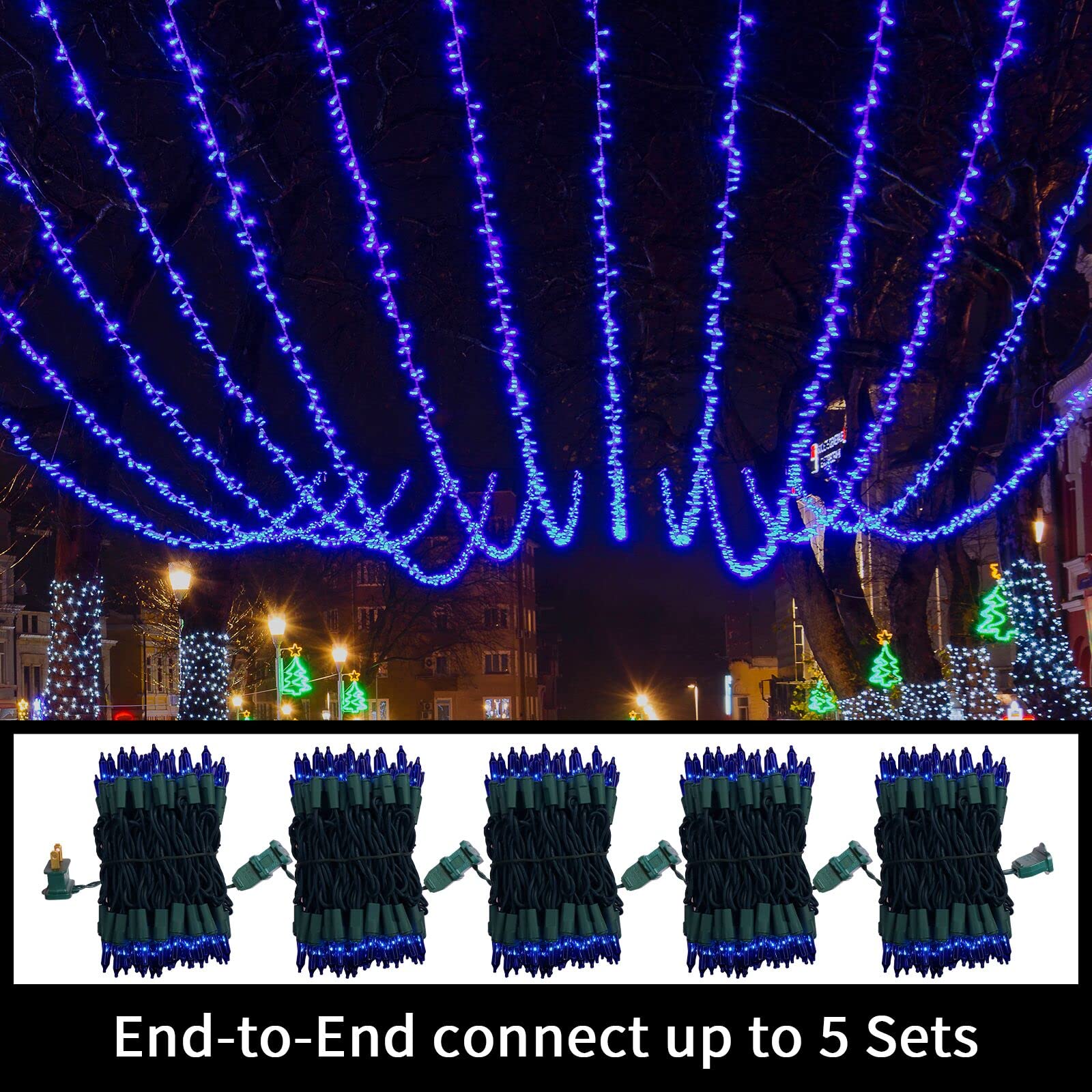 LAMPHOME Blue Christmas Lights,100Lights 19.6ft UL Certified Mini Bulb String Lights, Hanukkah Traditional Light for Outdoor Christmas Tree Garden Holiday Party Patio Wedding Garland Decor - Image 6
