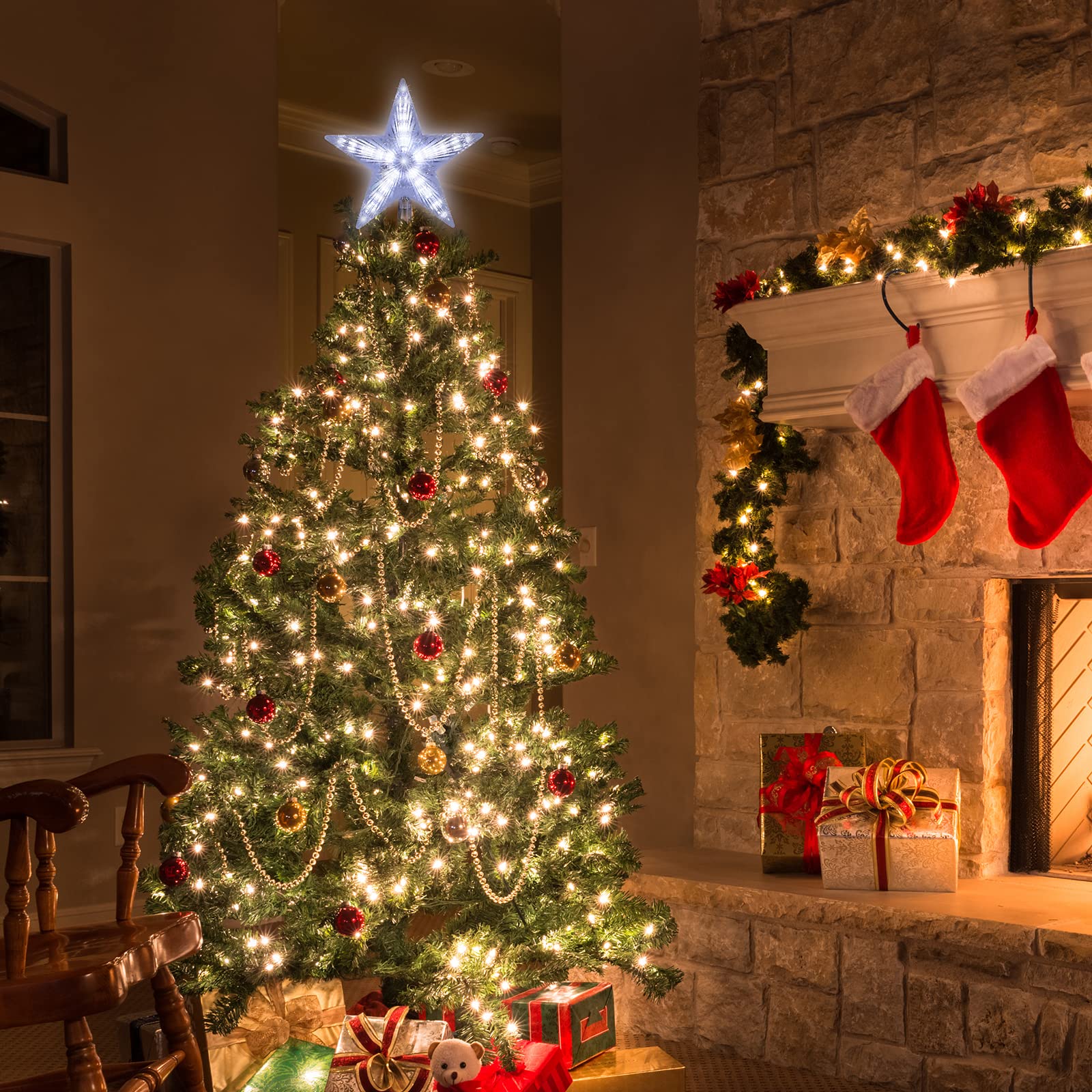 LAMPHOME Christmas Tree Topper DG (8.3 Inch 31 LED Twinkling White) - Image 6