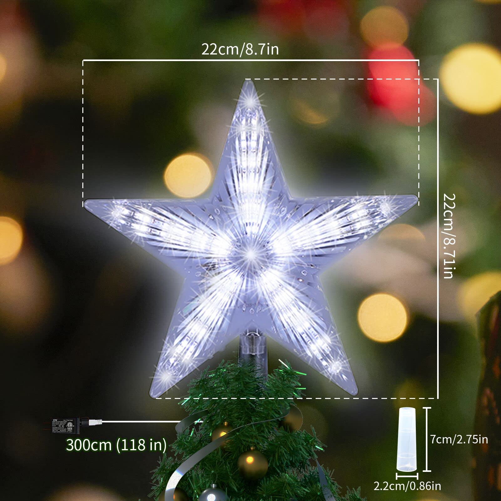 LAMPHOME Christmas Tree Topper DG (8.3 Inch 31 LED Twinkling White) - Image 7