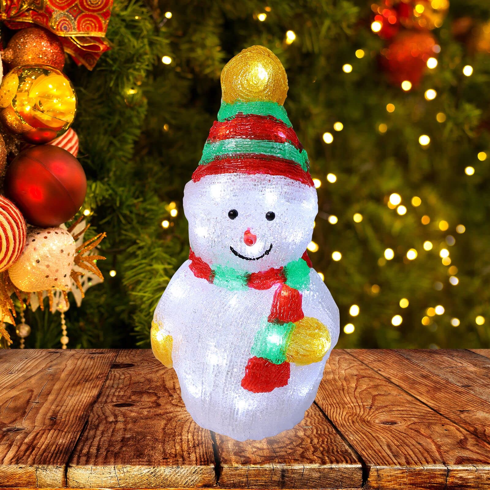 LAMPHOME Twinkle 12" 30LED Lighted 3D Acrylic Figurine Snowman Super-Bright White LEDs Christmas Outdoor Decoration with UL Standard Adaptor Waterproof for Outdoor Holiday Party Home Wedding Bedroom - Image 5
