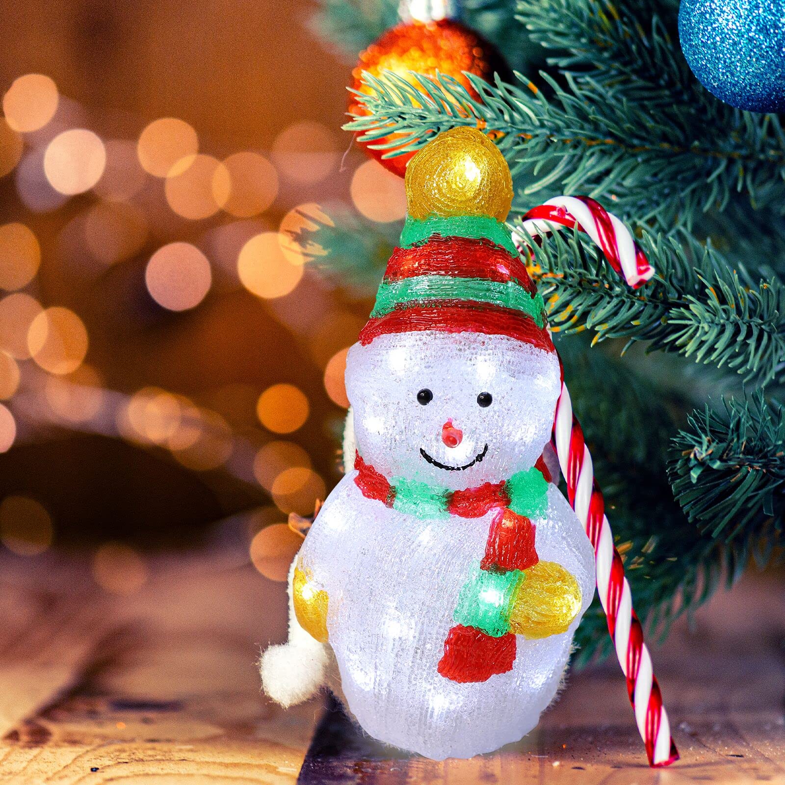 LAMPHOME Twinkle 12" 30LED Lighted 3D Acrylic Figurine Snowman Super-Bright White LEDs Christmas Outdoor Decoration with UL Standard Adaptor Waterproof for Outdoor Holiday Party Home Wedding Bedroom - Image 6